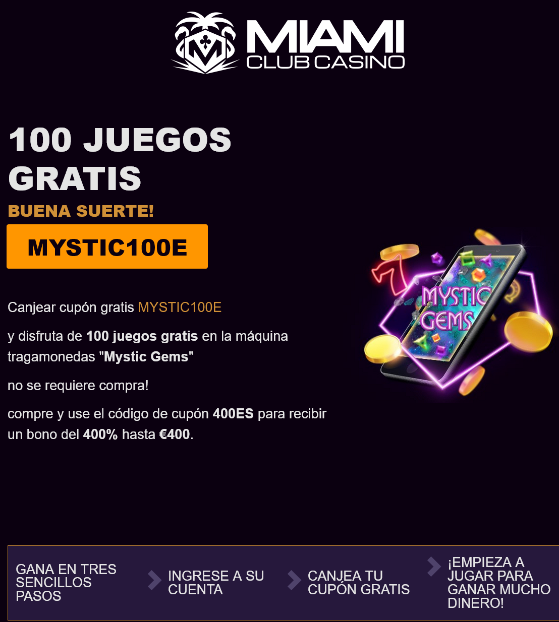 Miami Club100 Free Spins (Spain)